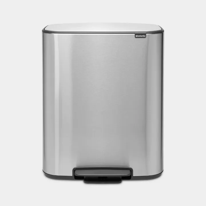Brabantia Bo Step on Trash Can, with 2 Inner Buckets, 2 x 8 gallon (30 liter) - Matt Steel Fingerprint Proof