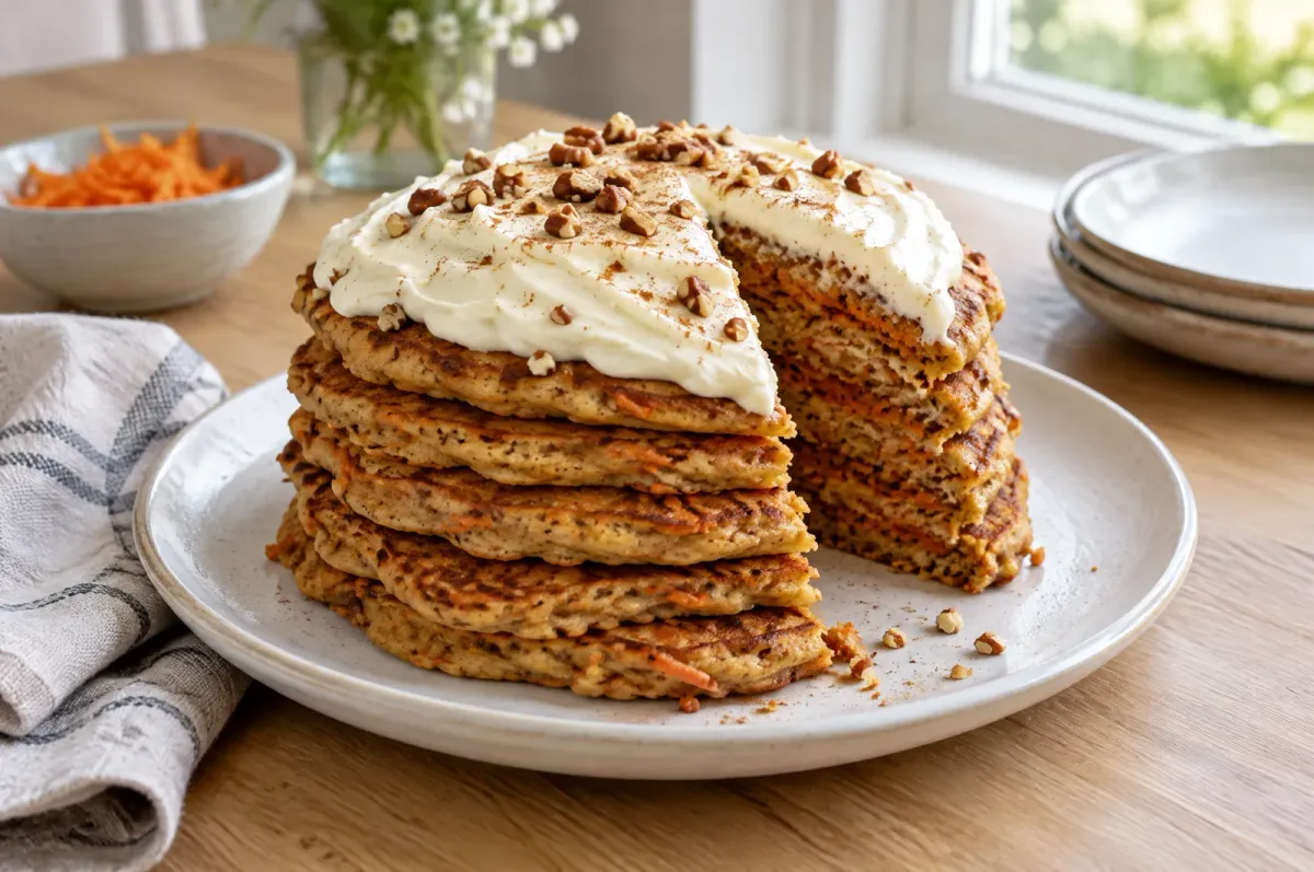 Illustration of Carrot Cake Pancake Stack