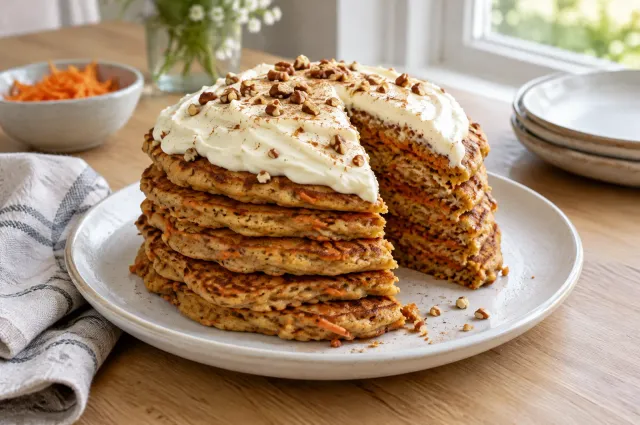 Illustration of Carrot Cake Pancake Stack