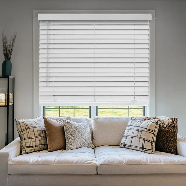 Chicology Faux Wood Blinds – 2" Cordless Horizontal, Blackout, White
