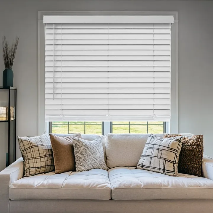 Chicology Faux Wood Blinds – 2" Cordless Horizontal, Blackout, White