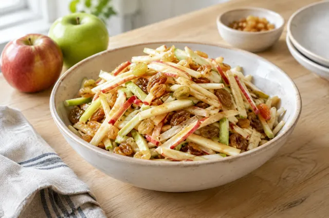 Illustration of Crisp Apple Slaw with Caramelized Cider Dressing