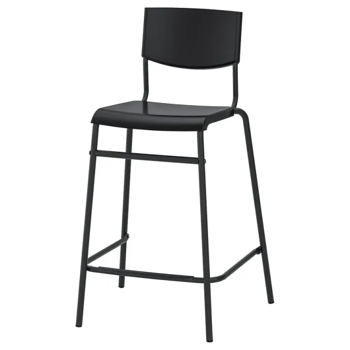 IKEA STIG Bar stool with backrest, counter height, black/black