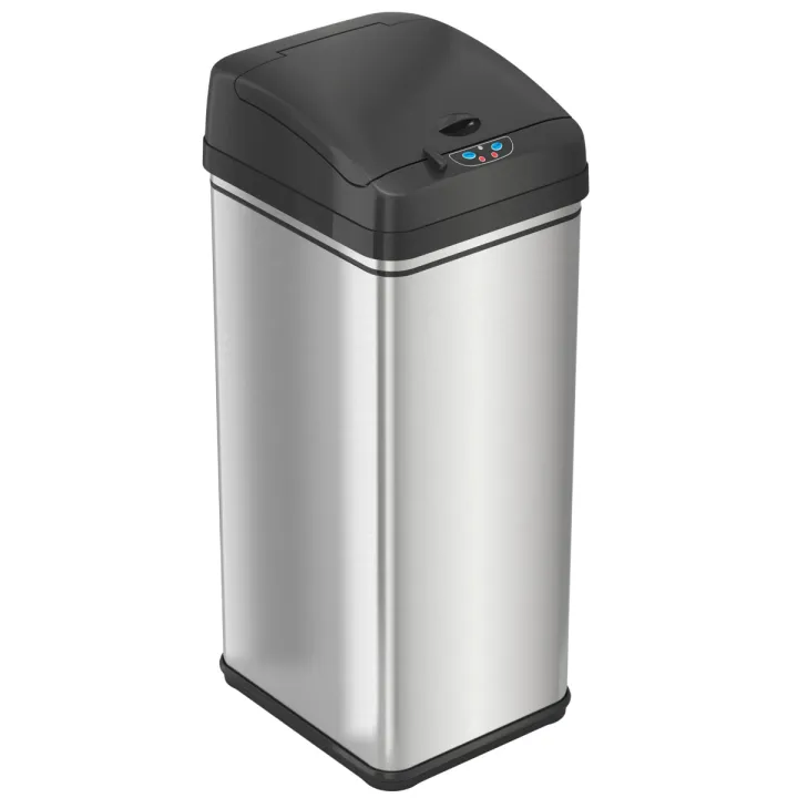iTouchless 50 Liter / 13 Gallon Stainless Steel Sensor Kitchen Trash Can with AbsorbX Odor Filter