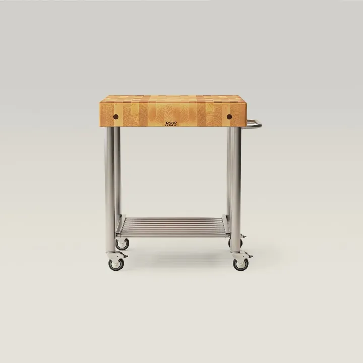 John Boos Maple Cucina D'Amico Kitchen Cart With Undershelves And Towel Bar
