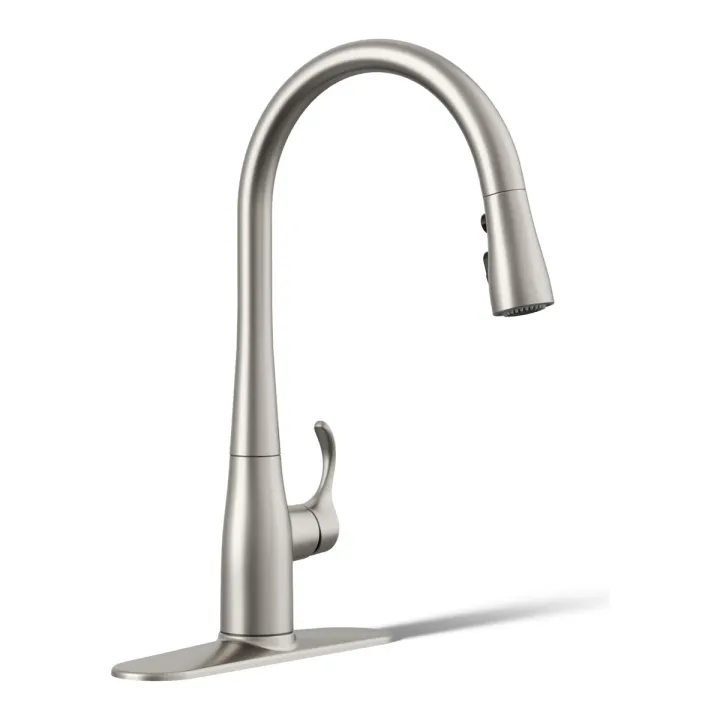 KOHLER Simplice Pull-down kitchen sink faucet with three-function sprayhead