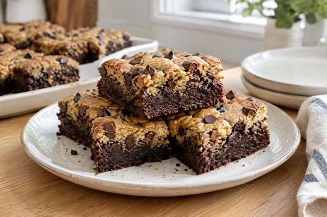 Illustration of Layered Chocolate Chip Cookie Brownies