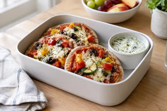 Illustration of Lunch Box Mini Pita Pizzas