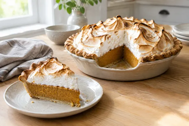 Illustration of Maple Pumpkin Pie with Brown Sugar Meringue
