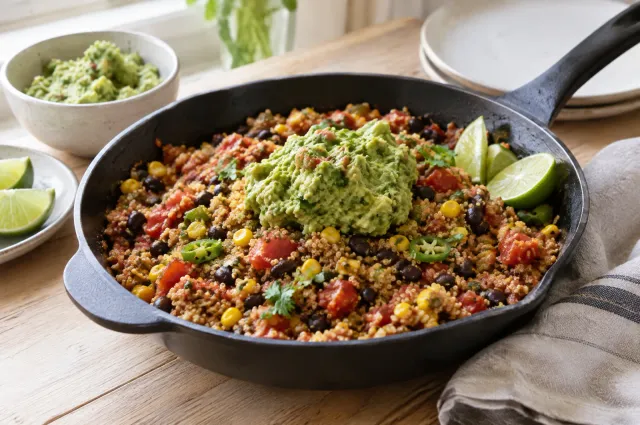 Illustration of Mexican Quinoa with Lazy Guacamole