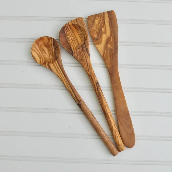 Naturally Med Olive Wood Gift Set of 3 Cooking Spoons