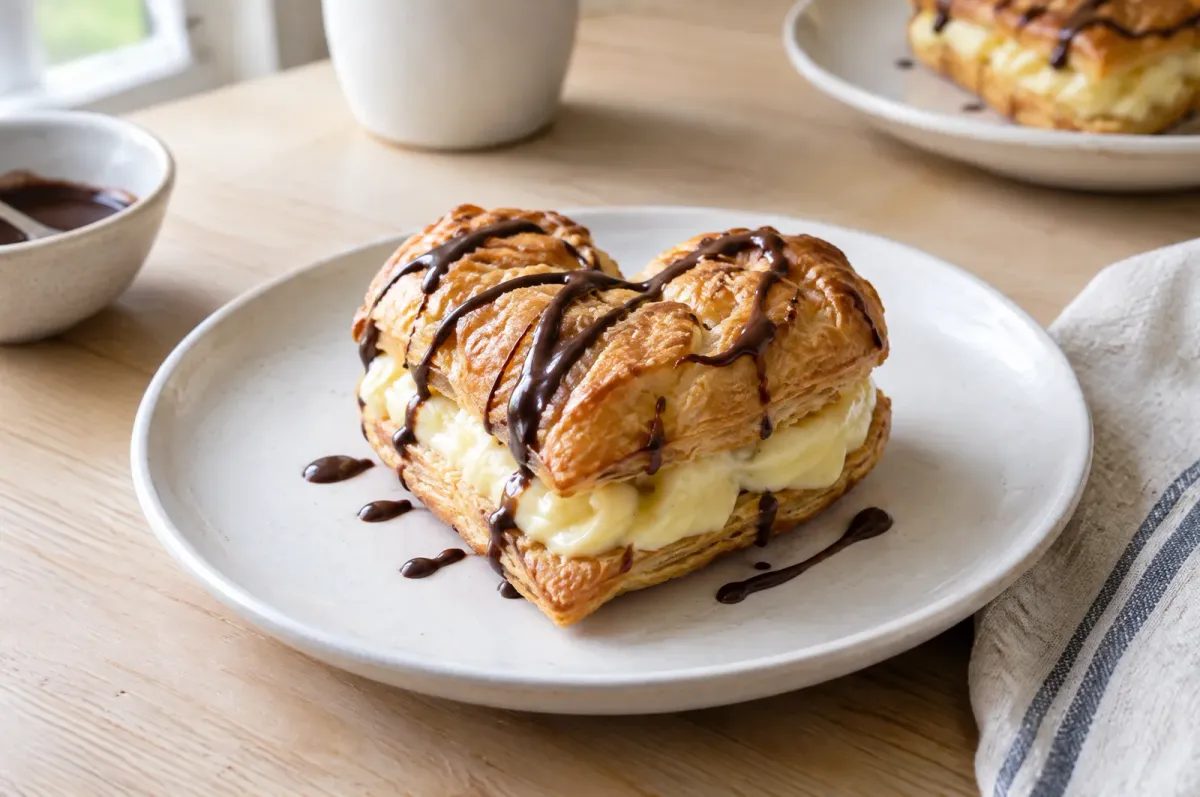 Illustration of Puff Pastry Pudding Hearts