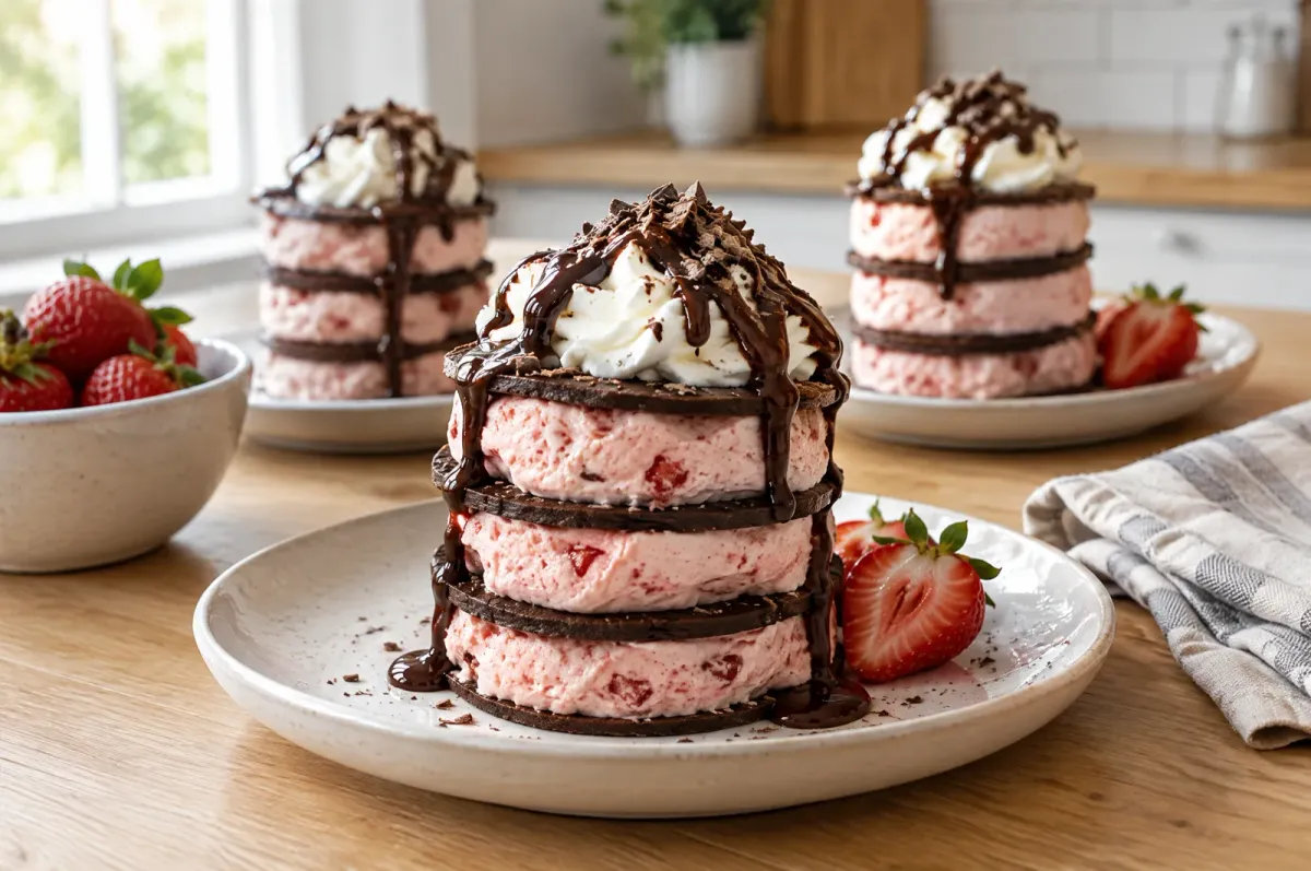 Illustration of Strawberry Cheesecake Mousse Towers