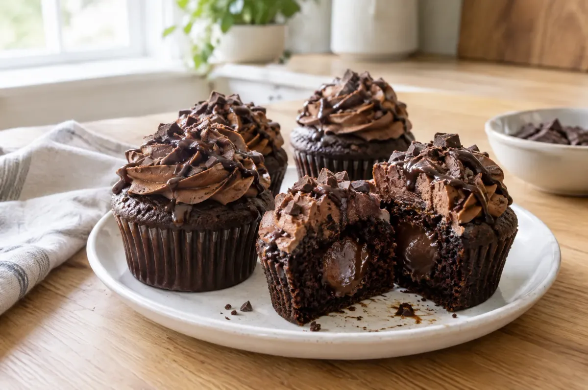 Illustration of Triple Chocolate Cupcakes