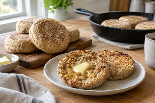 Illustration of Whole Wheat Sourdough English Muffins