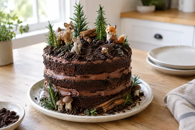 Illustration of Woodland Animals Cake