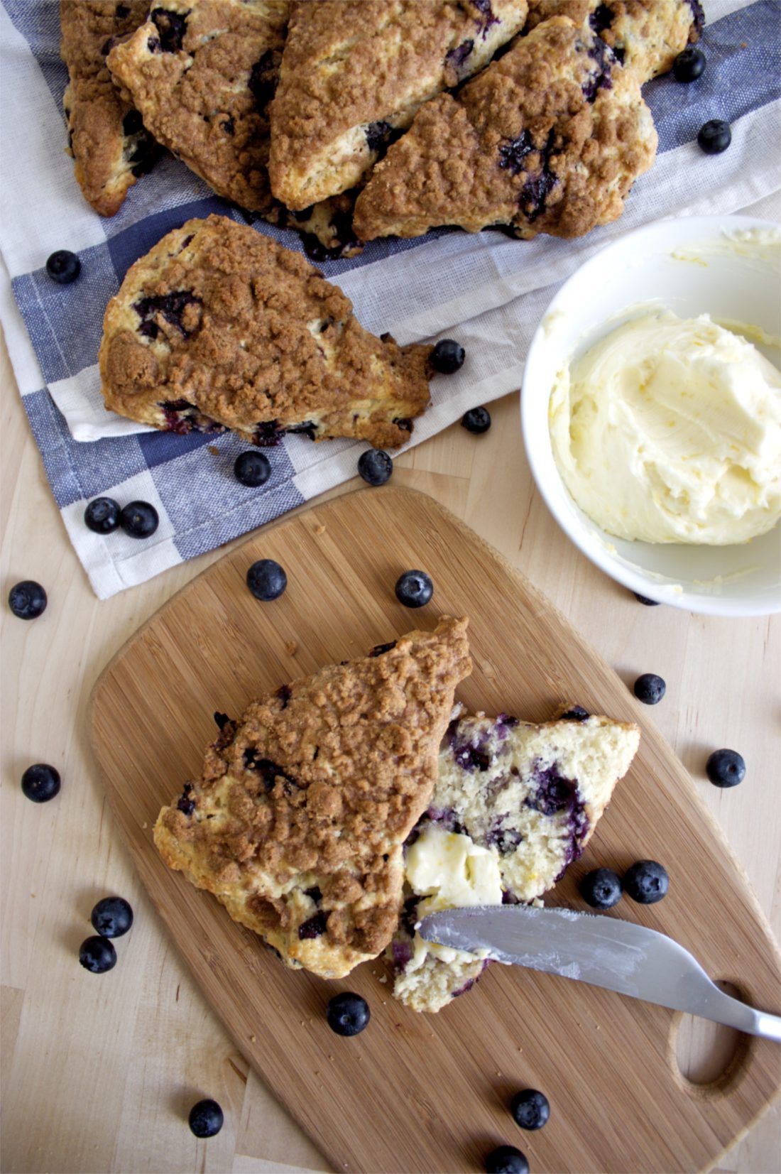 Blueberry Streusel Scones with Sweet Lemon Butter