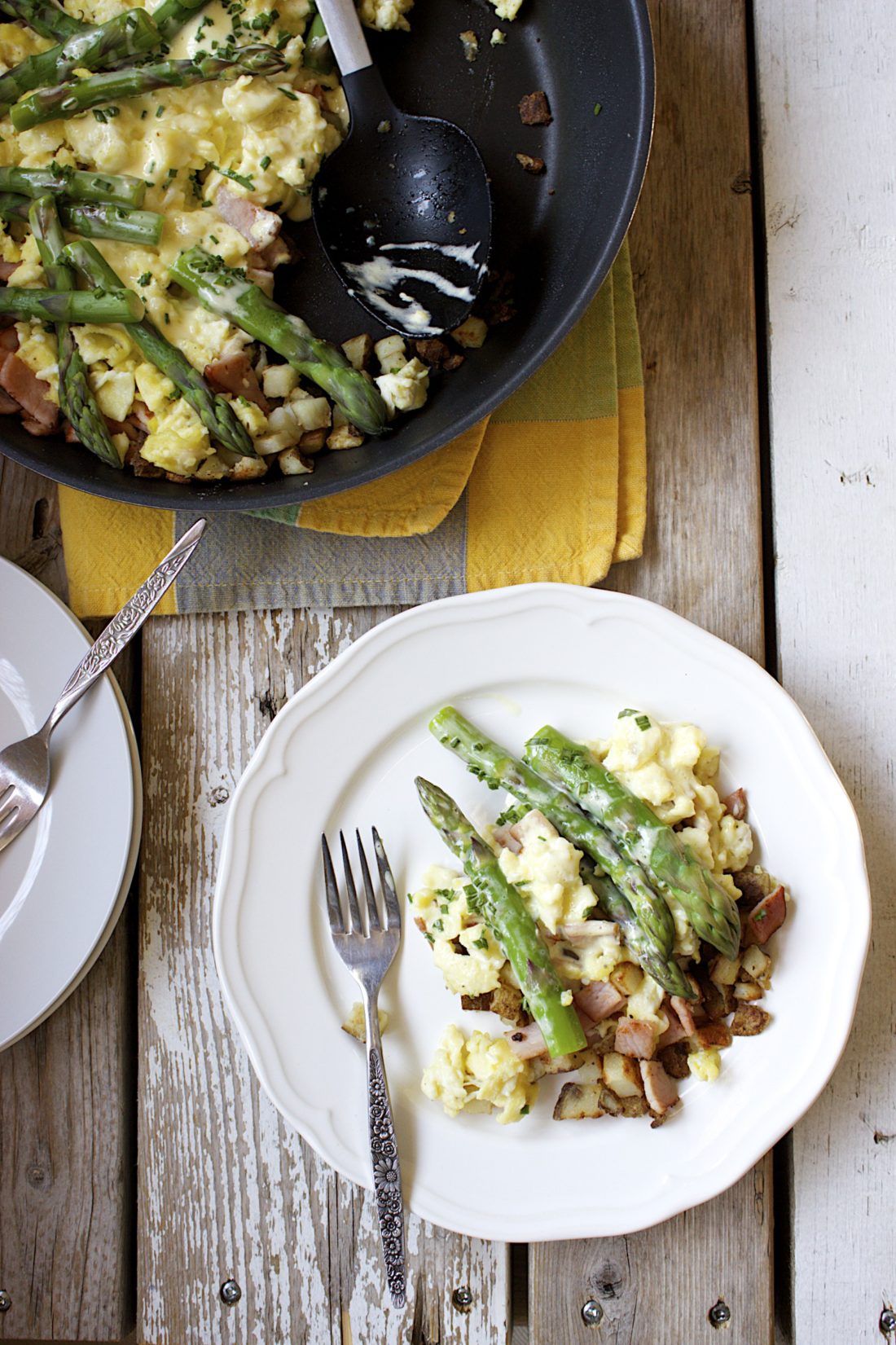 Eggs Benedict & Asparagus Breakfast Skillet
