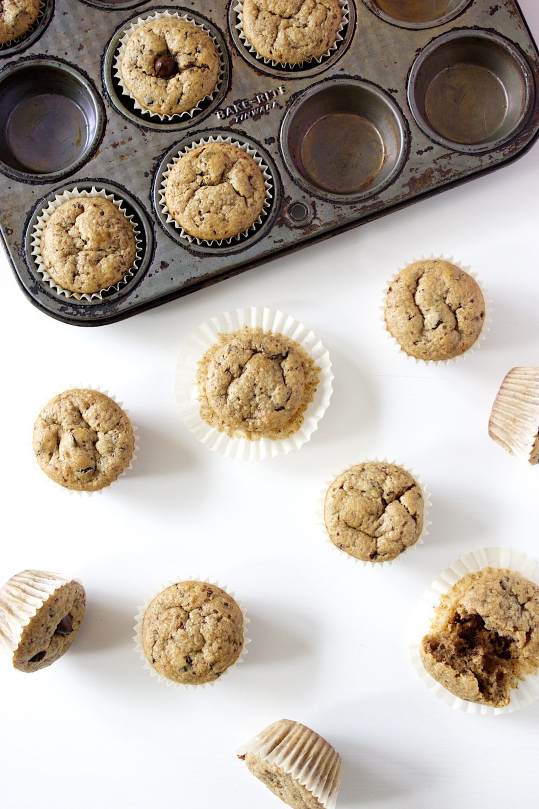 (Easy Gluten-Free) Flourless Peanut Butter Chocolate Chip Mini Muffins